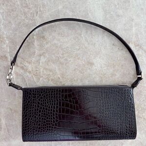 Salvatore Ferragamo Gancini Pouchette in brown croc embossed leather